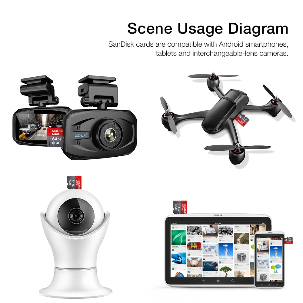 High-Speed microSD Card (64GB, 32GB, 16GB, 128GB) with Adapter