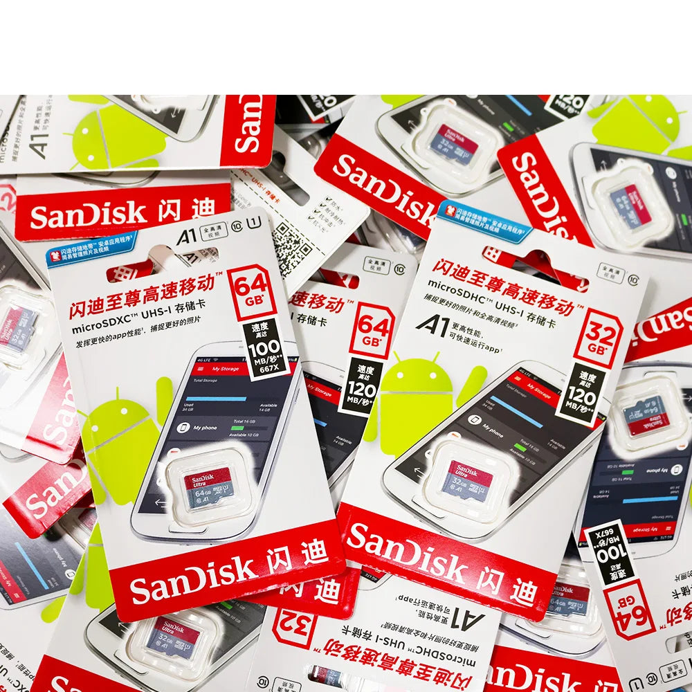 High-Speed microSD Card (64GB, 32GB, 16GB, 128GB) with Adapter