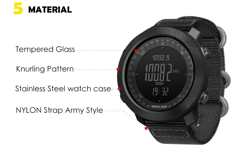 Men's Multi-Function Sports Watch: Altimeter, Barometer, Compass