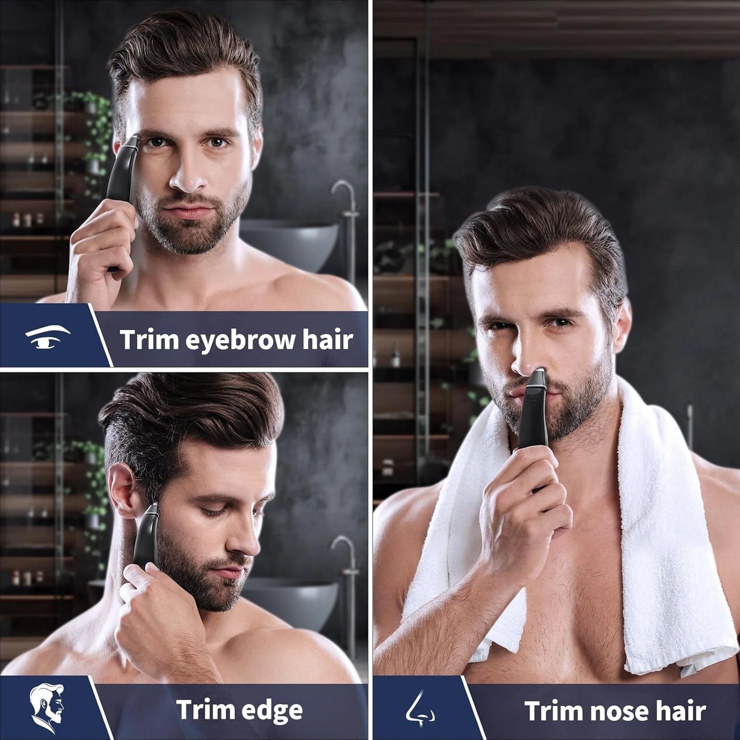 Cabezal de repuesto para recortadora de nariz Philips OneBlade QP2520/QP2630, doble hoja, acero inoxidable