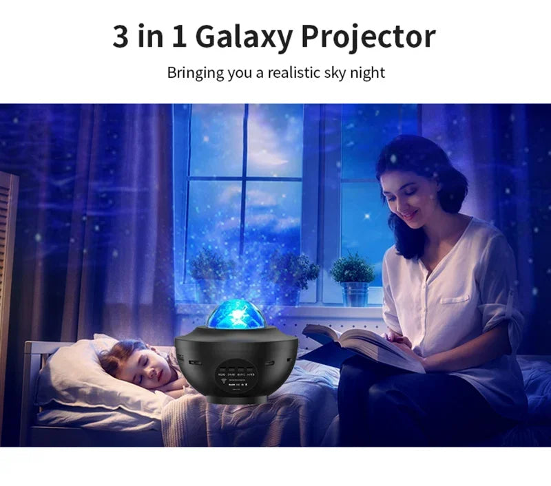 LED Galaxy Projector Night Light with Bluetooth Music Player