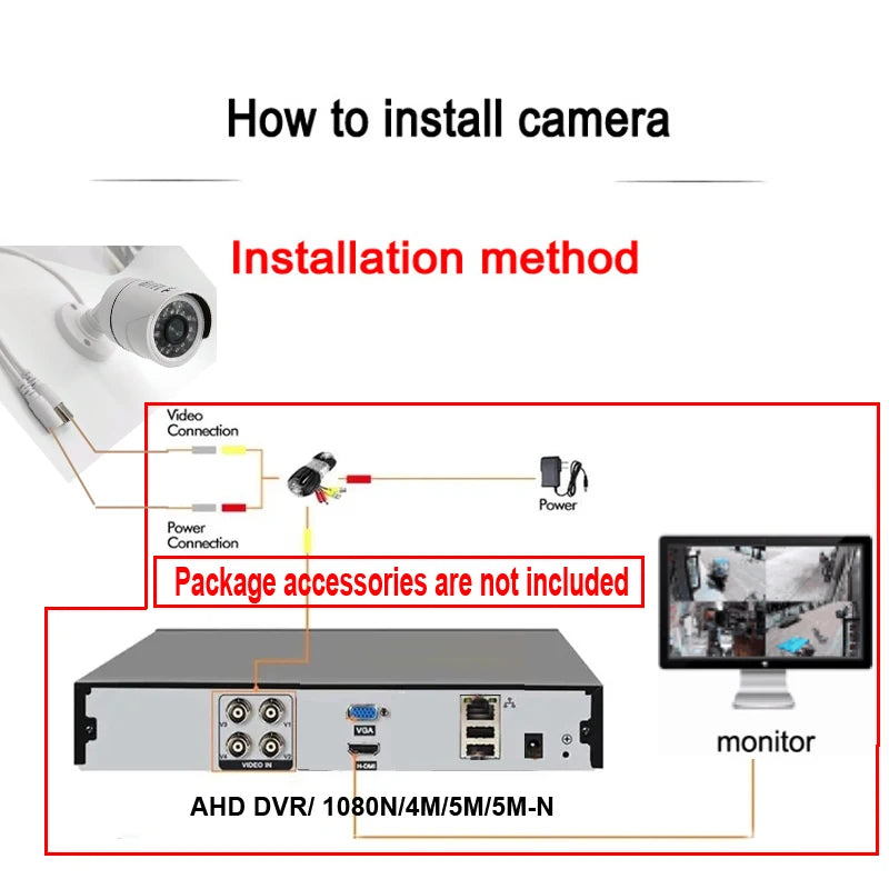 Cámara de Seguridad CCTV AHD 4K para Exterior/Interior con Visión Nocturna Infrarroja, 5MP/1080P