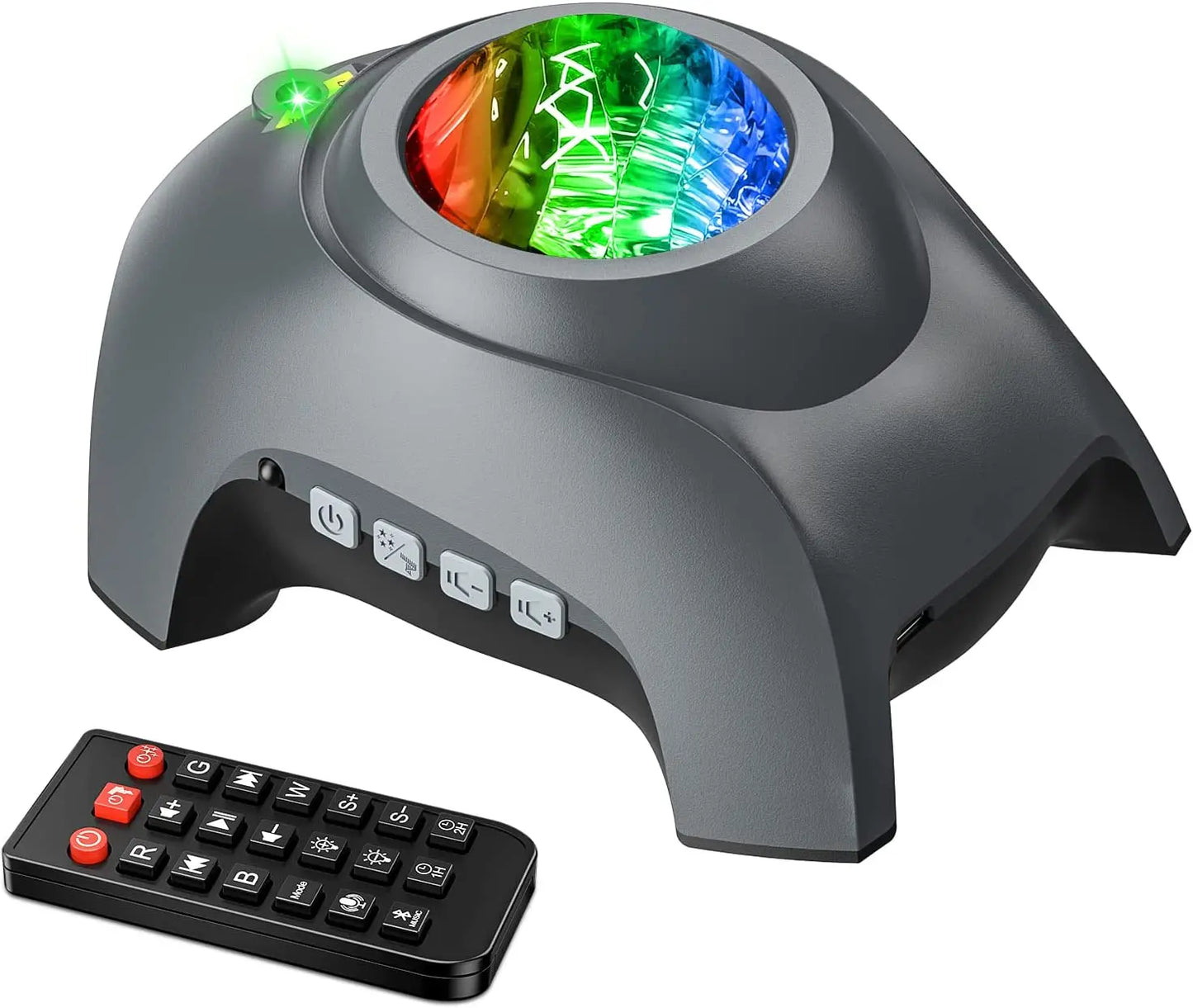 Proyector de Galaxias y Estrellas con Parlante Bluetooth, Ruido Blanco y Efecto Aurora, Color Gris