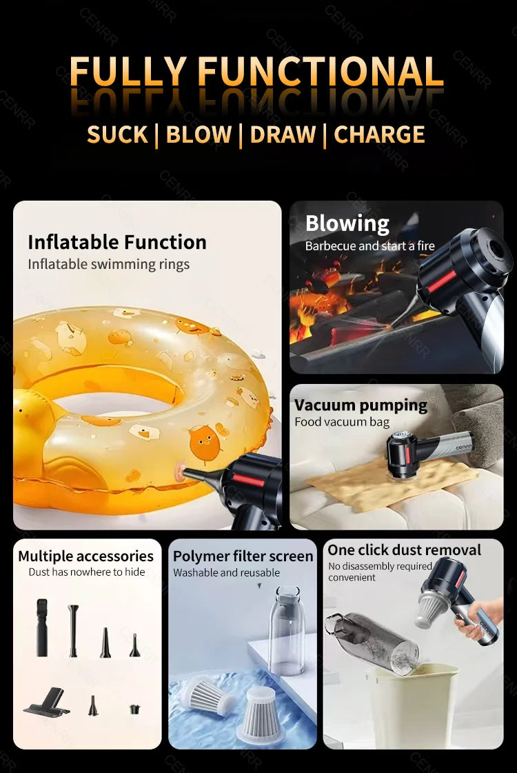 Cordless Car Vacuum: 998000PA Suction