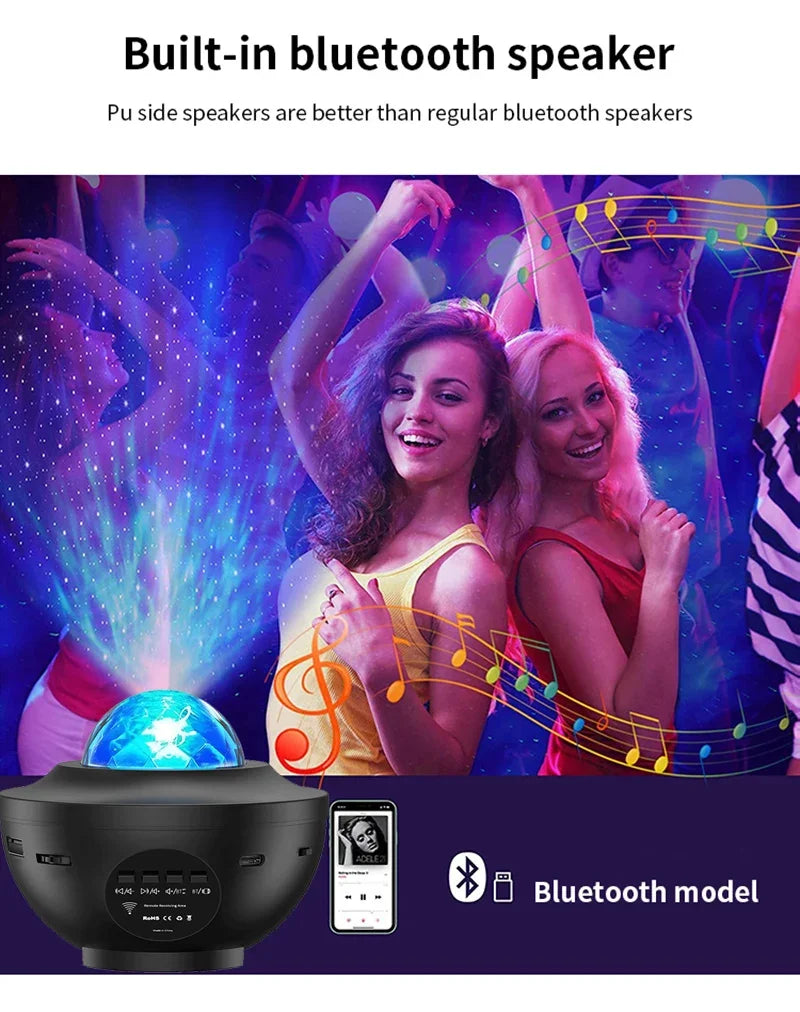 LED Galaxy Projector Night Light with Bluetooth Music Player