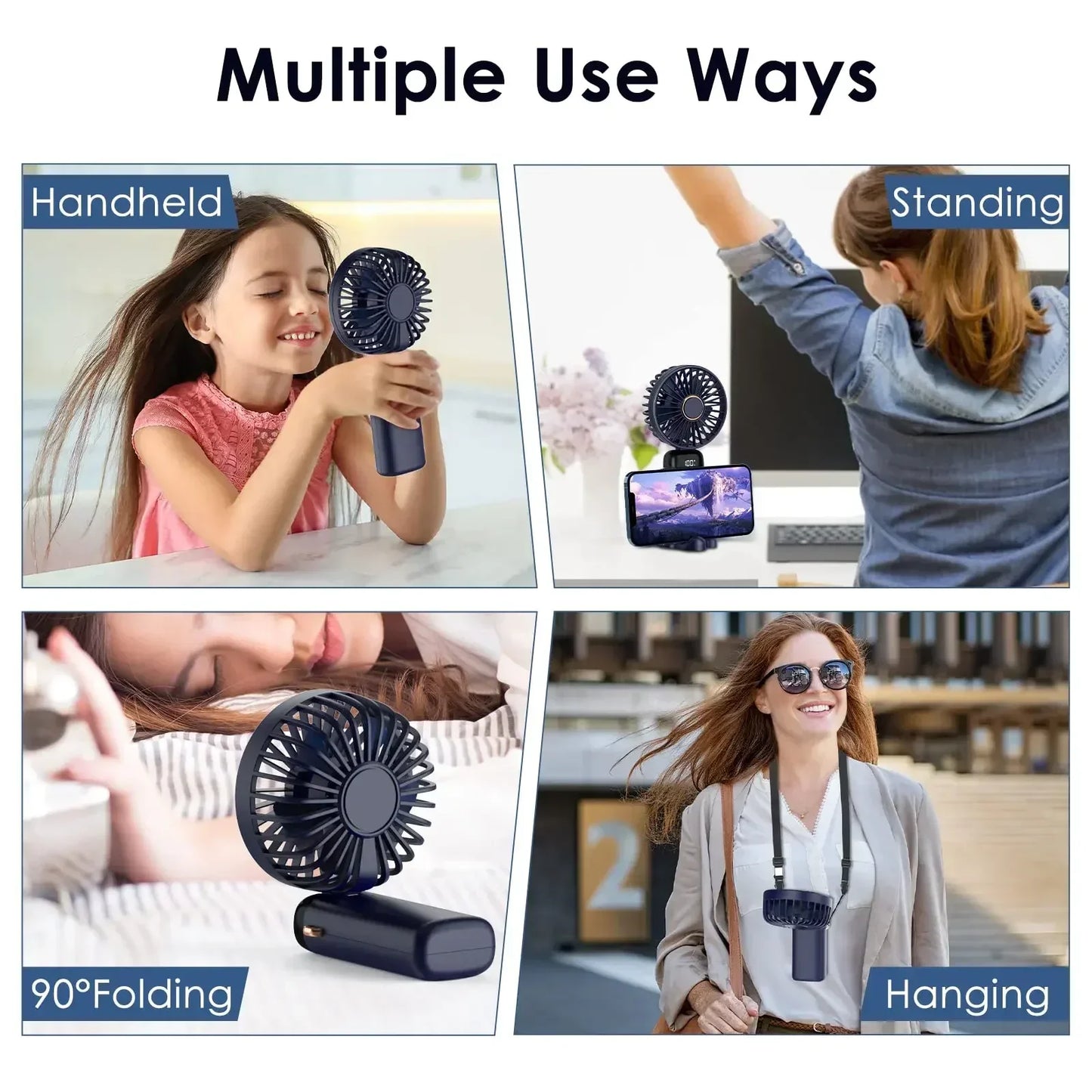 Hands-Free Cooling with Phone Mount: 5000mAh Battery
