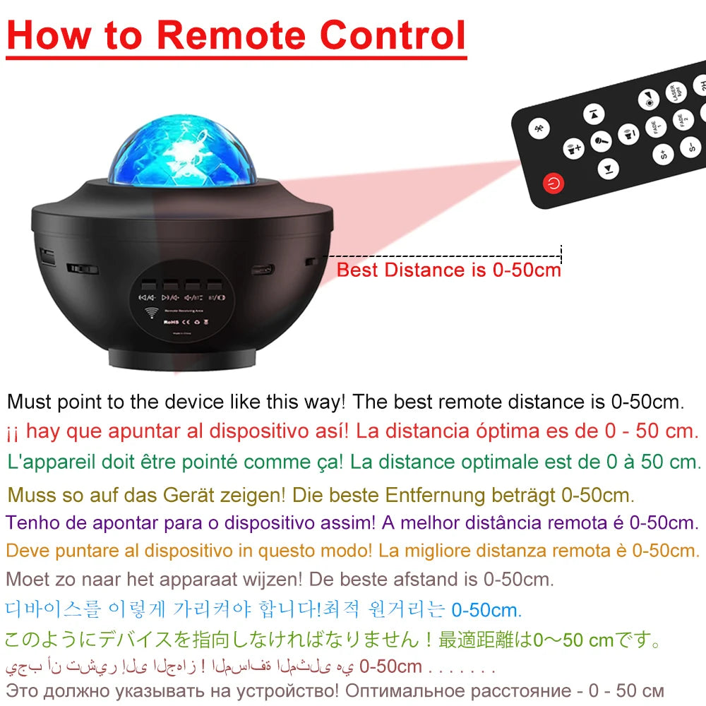 LED Galaxy Projector Night Light with Bluetooth Music Player