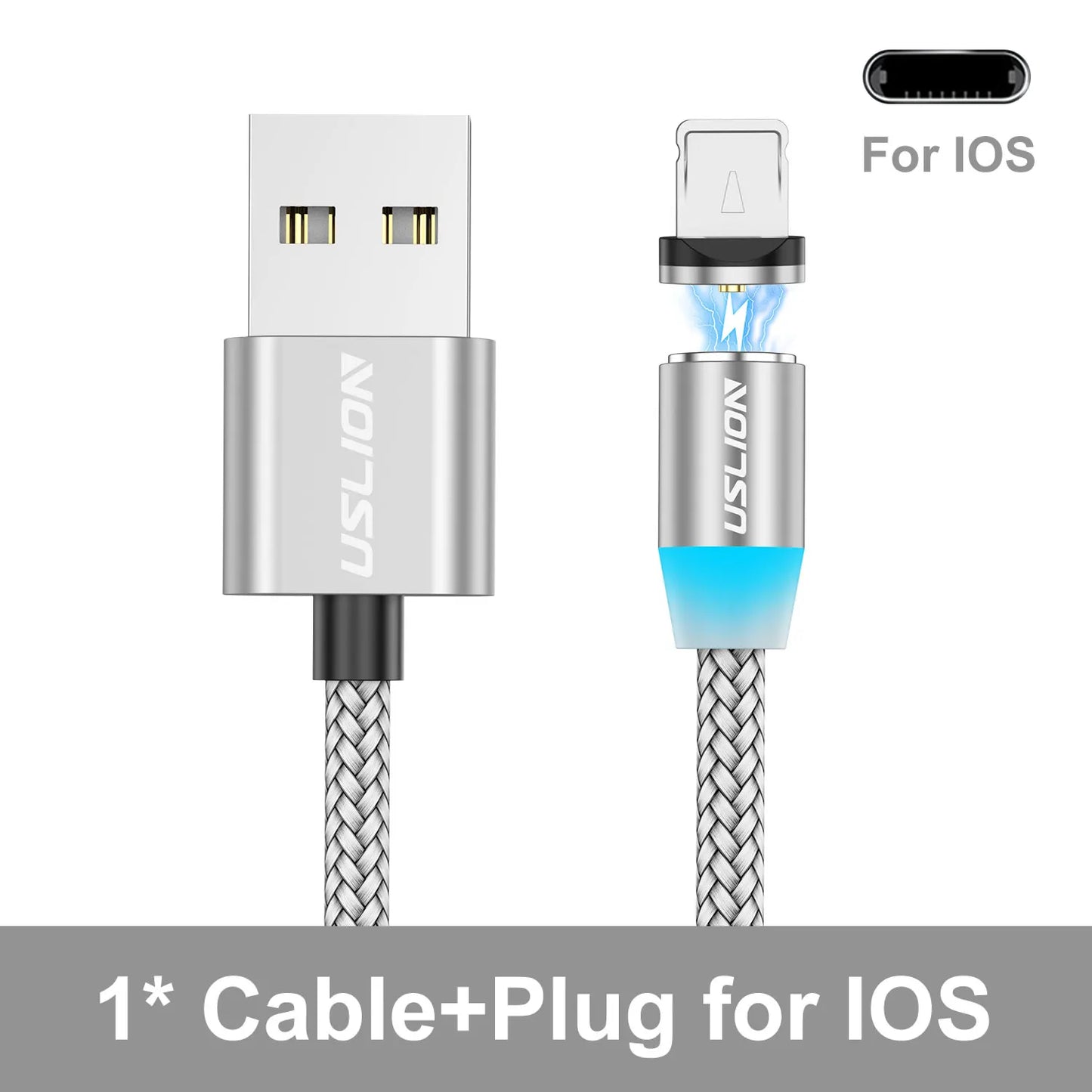 Cable Magnético USB Tipo C Micro USB iPhone Carga Rápida Transferencia Datos LED