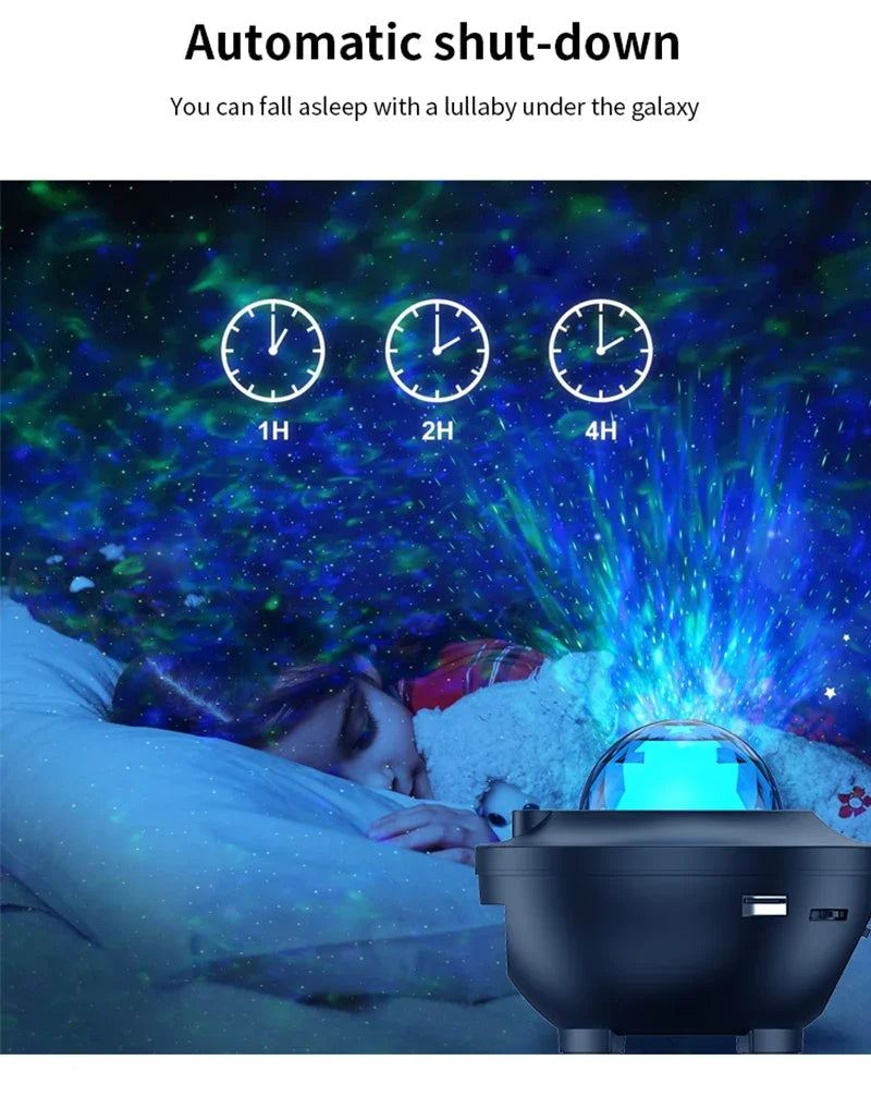 LED Galaxy Projector Night Light with Bluetooth Music Player