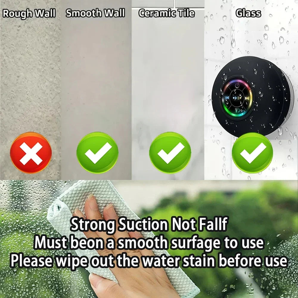Portable Bluetooth Shower Speaker with Suction Cup