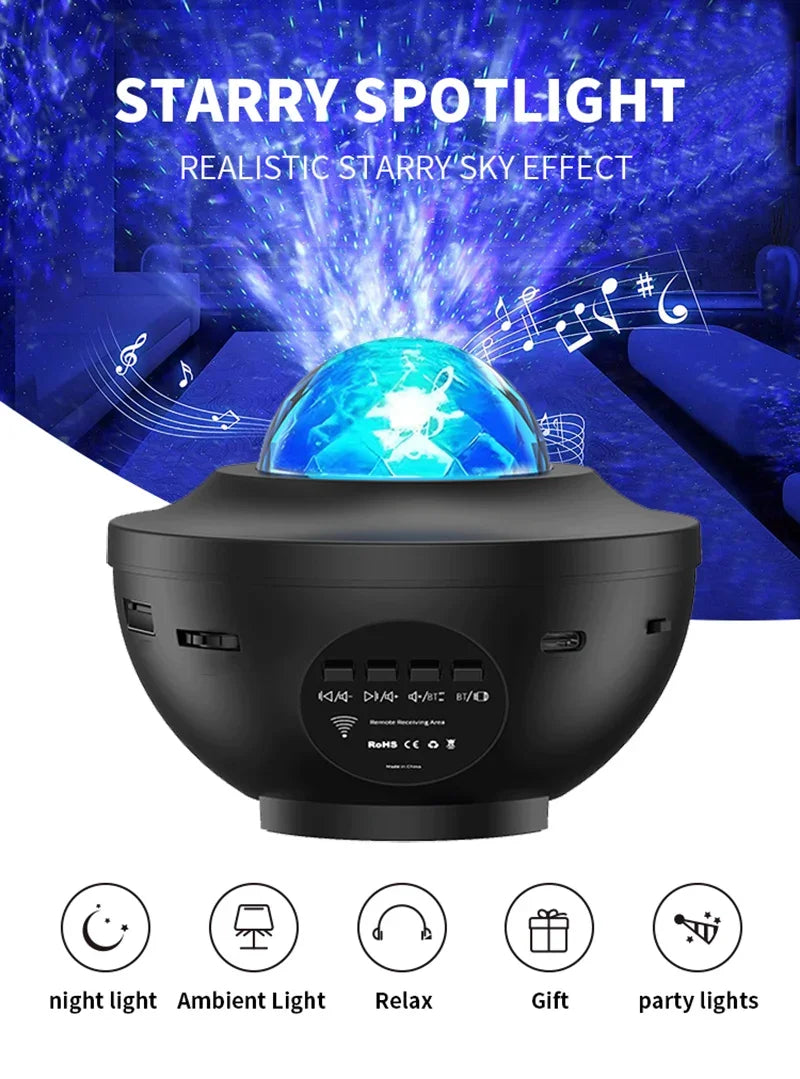 LED Galaxy Projector Night Light with Bluetooth Music Player