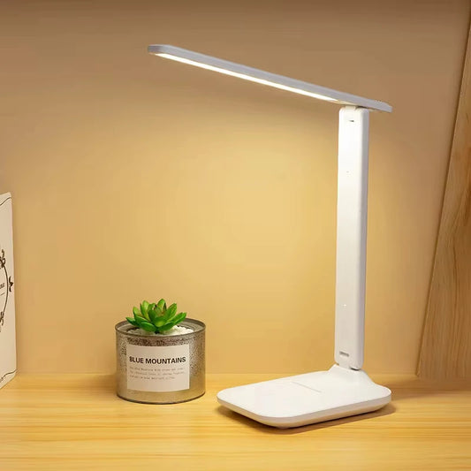 Lámpara de Mesa LED Plegable, Regulable Táctil, Recargable USB, con Protección Ocular