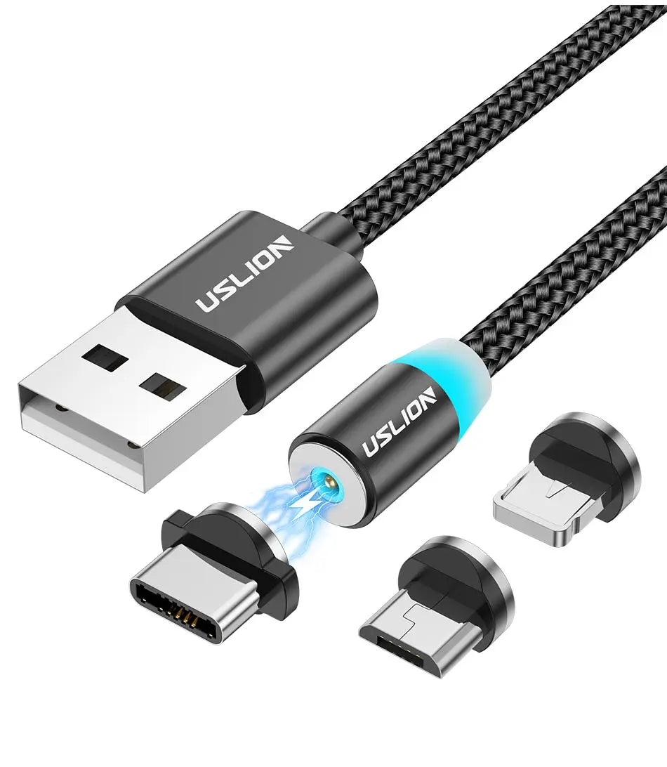 Cable Magnético USB Tipo C Micro USB iPhone Carga Rápida Transferencia Datos LED