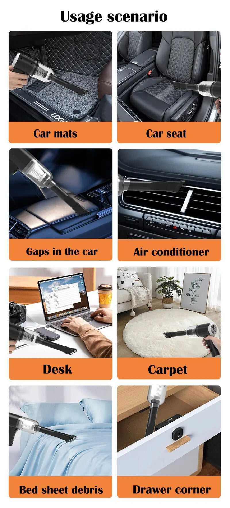 Portable Car Vacuum: USB Rechargeable, Wet & Dry