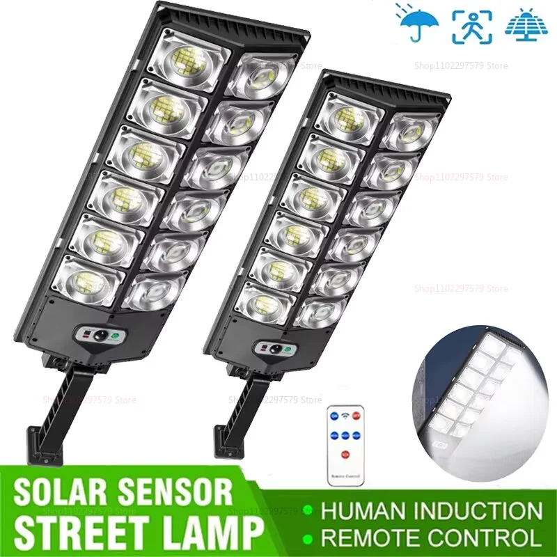 Luz LED Solar Exterior con Sensor de Movimiento, Impermeable, 3 Modos, Control Remoto