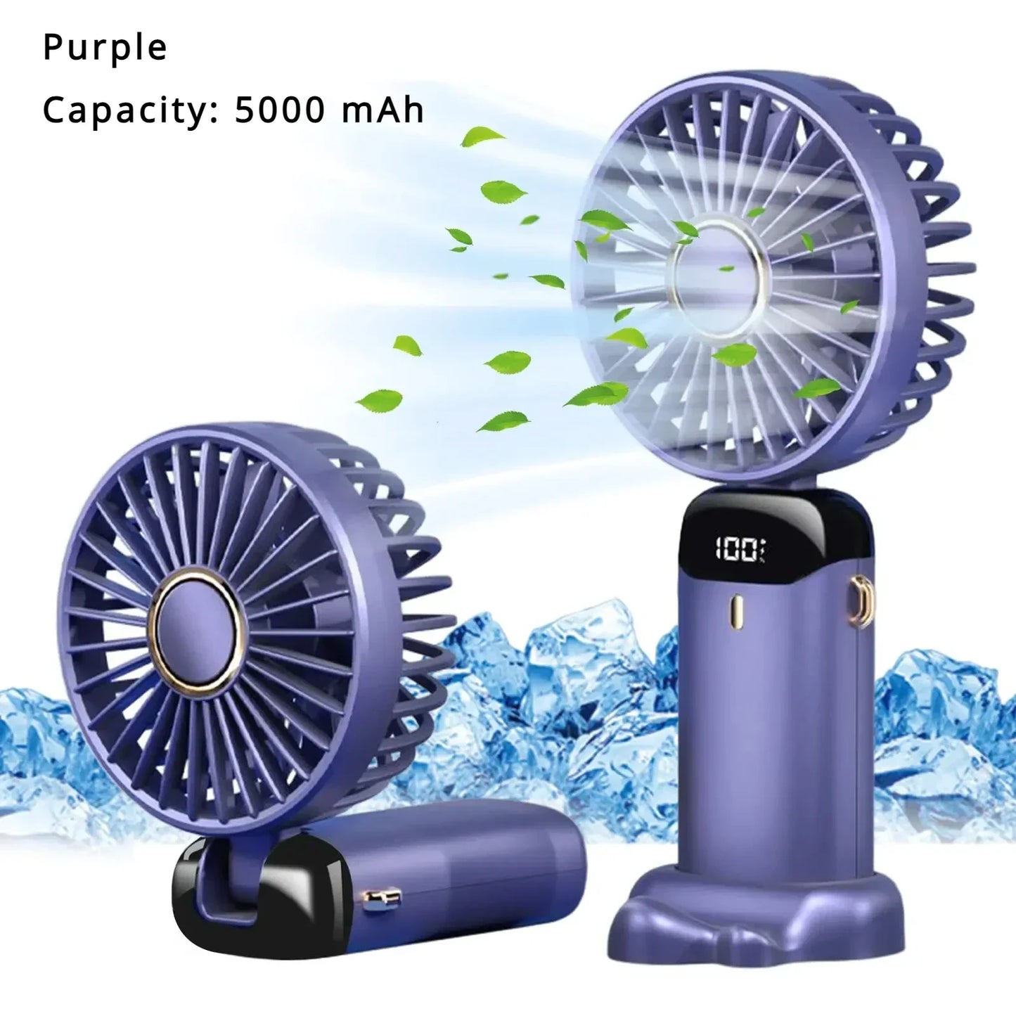 Hands-Free Cooling with Phone Mount: 5000mAh Battery