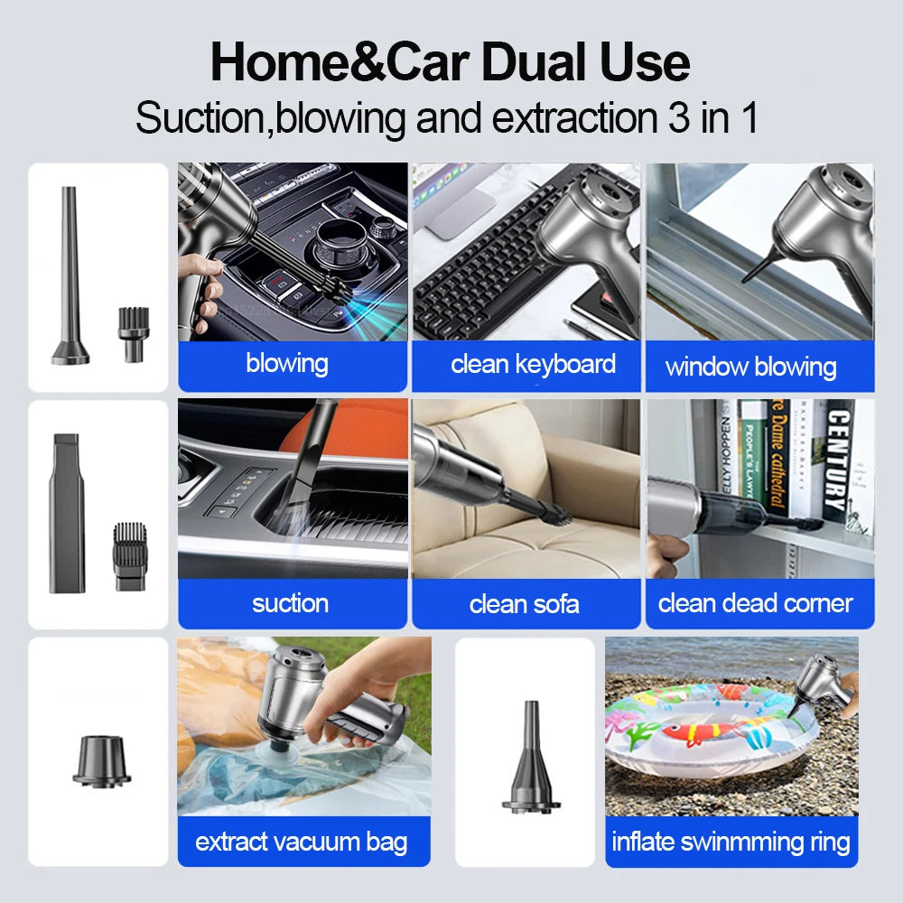 Wireless Car Vacuum: 95000PA Suction