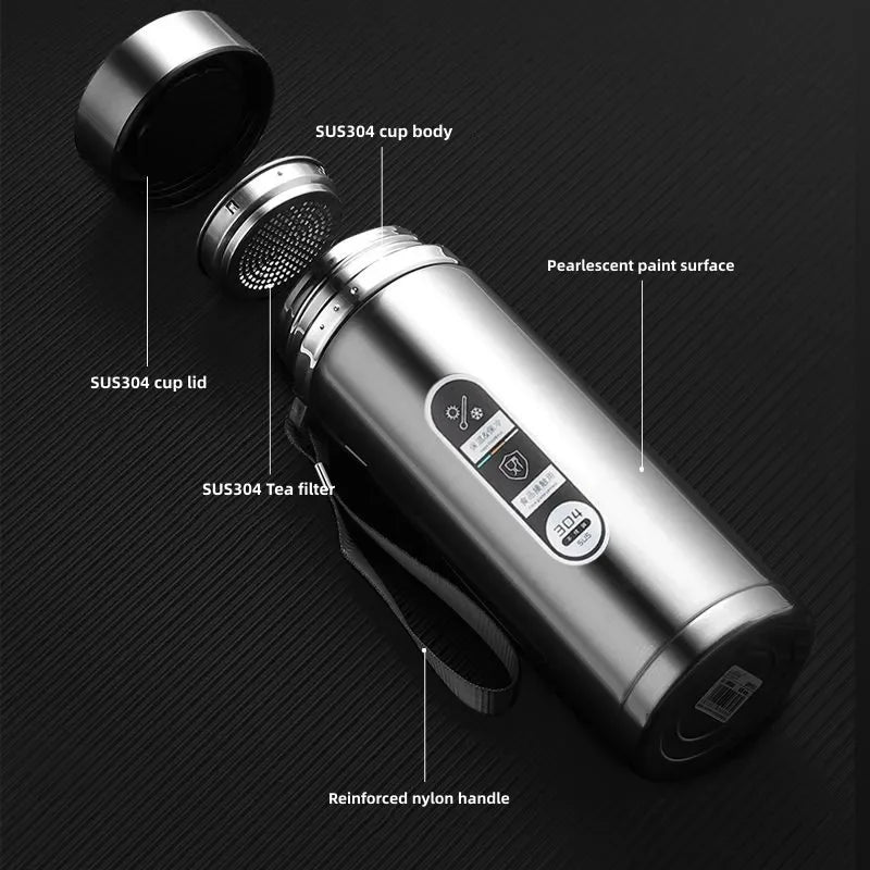 Insulated Thermos: 500ml to 1 Liter, Digital Temp Display