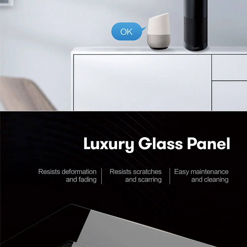 Interruptor de Pared Inteligente WiFi RF433 con Sensor Táctil para Luz LED, Sin Cable Neutro, Compatible con Alexa y Google Home