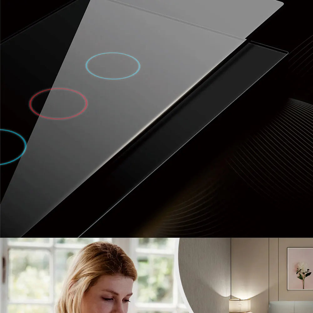 Interruptor de Pared Inteligente WiFi RF433 con Sensor Táctil para Luz LED, Sin Cable Neutro, Compatible con Alexa y Google Home