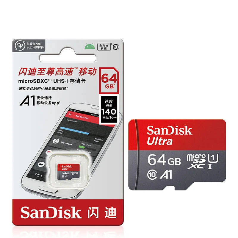 High-Speed microSD Card (64GB, 32GB, 16GB, 128GB) with Adapter