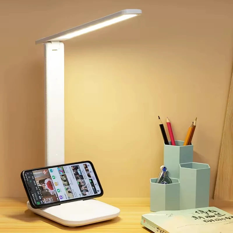 Lámpara de Mesa LED Plegable, Regulable Táctil, Recargable USB, con Protección Ocular
