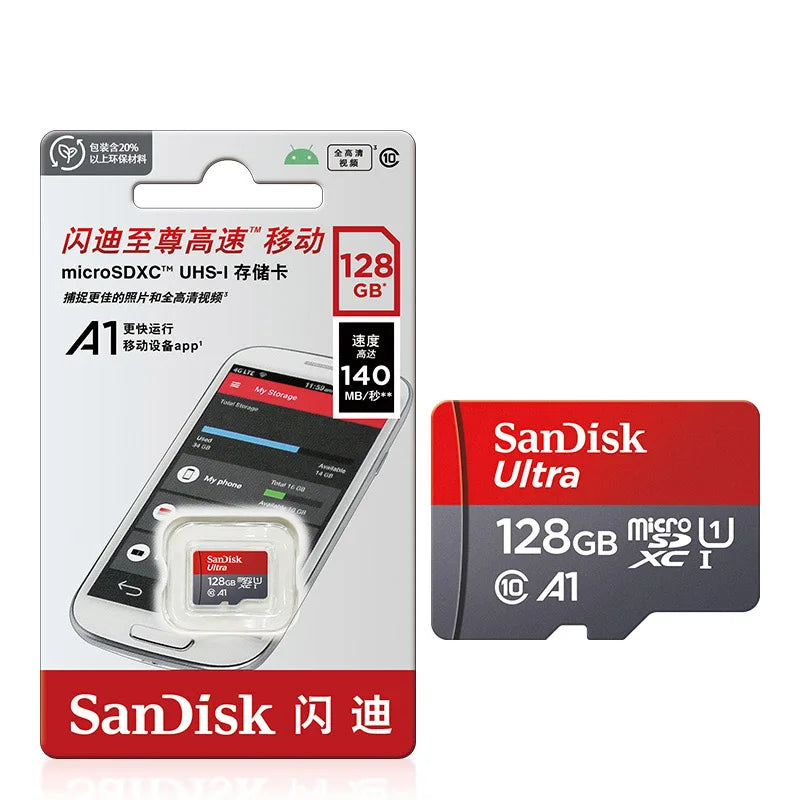 High-Speed microSD Card (64GB, 32GB, 16GB, 128GB) with Adapter