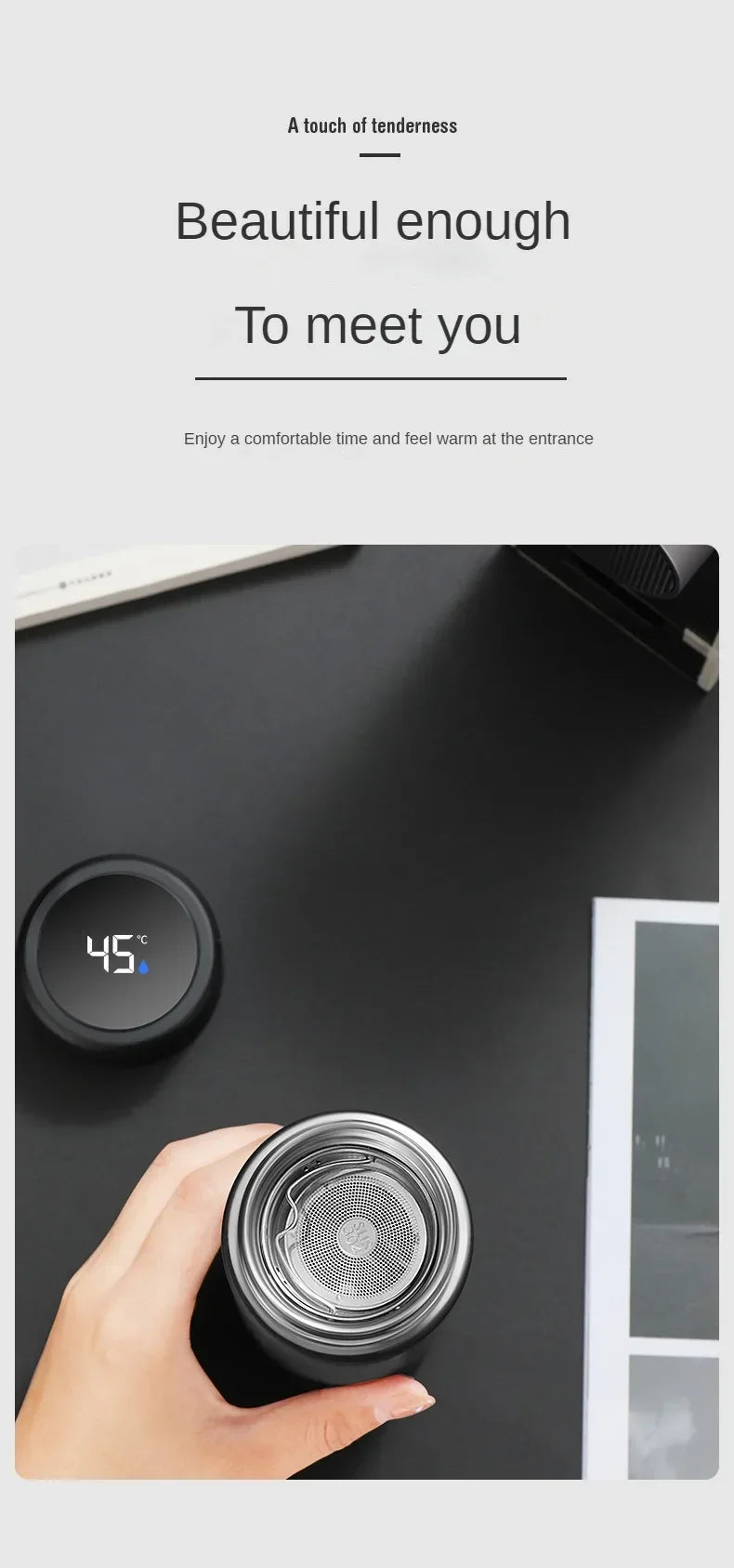 Termo de Acero Inoxidable 316 Inteligente 500ml con Separador para Café/Té