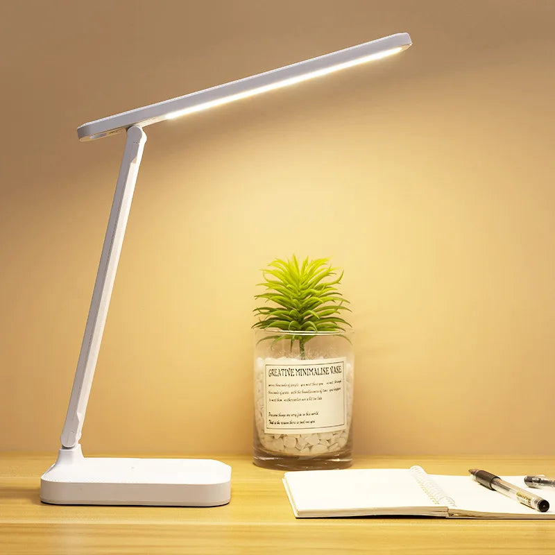 Lámpara de Mesa LED Plegable, Regulable Táctil, Recargable USB, con Protección Ocular