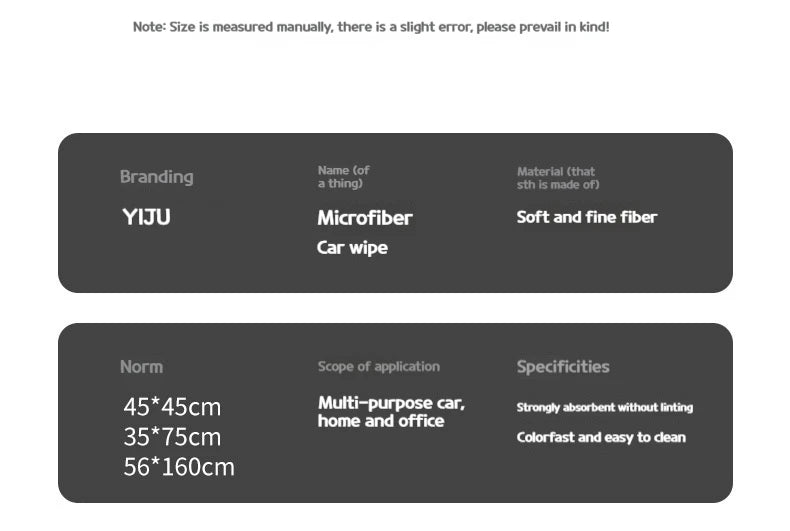 Lint-Free Microfiber Car Drying Towel (75x35cm)