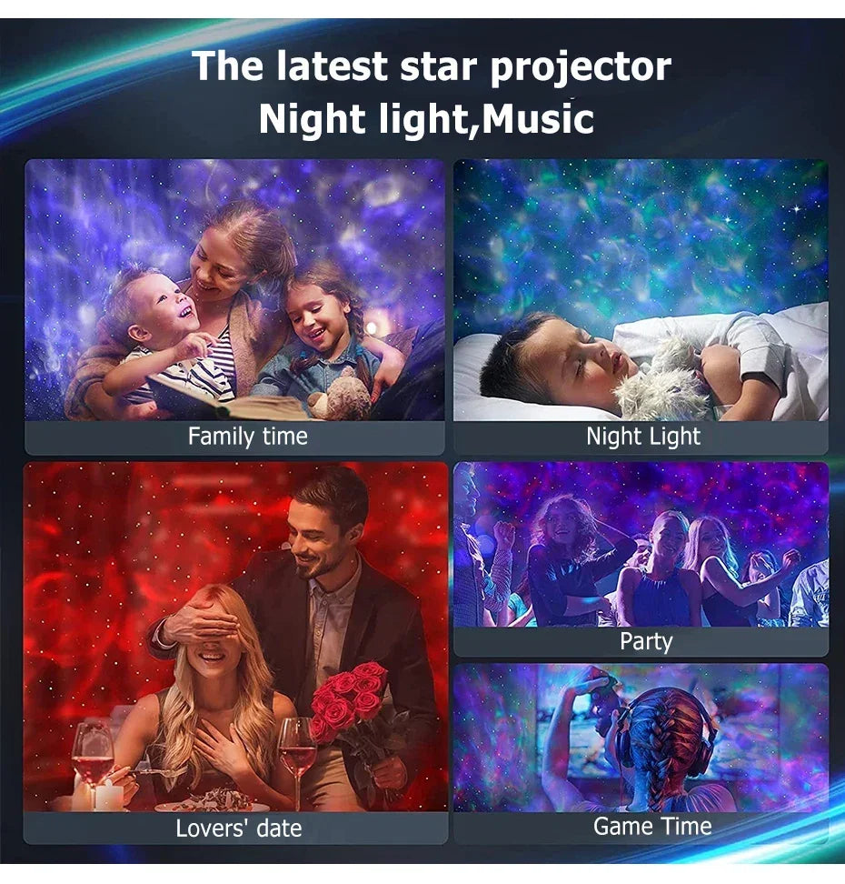 LED Galaxy Projector Night Light with Bluetooth Music Player