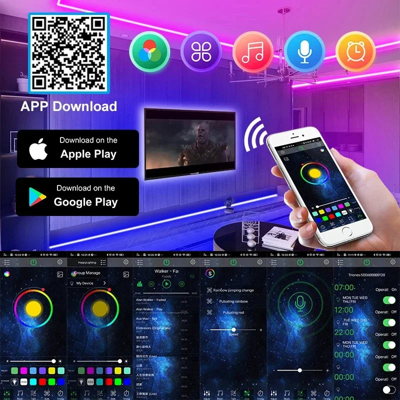 USB & App Controlled LED Strip Lights for Home Decor