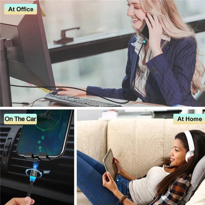 Cable Magnético USB Tipo C Micro USB iPhone Carga Rápida Transferencia Datos LED