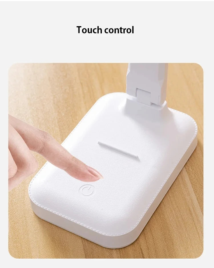 Lámpara de Mesa LED Plegable, Regulable Táctil, Recargable USB, con Protección Ocular