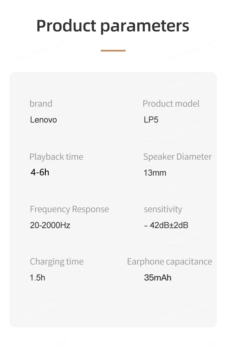 Audífono Inalámbrico Lenovo LP5 TWS Bluetooth Dual Modo Gaming Llamada HD Micrófono
