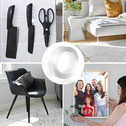 Heavy-Duty Nano Grip Tape: Reusable, Transparent Double-Sided Adhesive for Home, Office & DIY