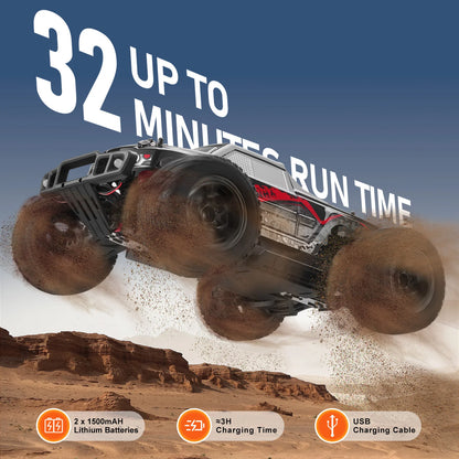 RC Monster Truck 4x4: 2 Batteries, 38KM/H Top Speed, Off-Road Action (Holiday Gift)