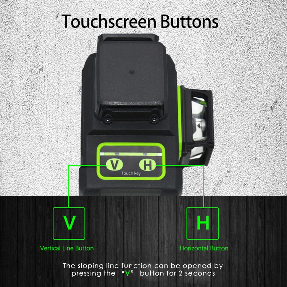 Self-Leveling 4D Green Laser Level by CLUBIONA - 16 Lines, Pulse Mode, 5000mAh Battery, w/Remote