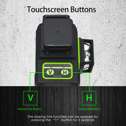 Self-Leveling 4D Green Laser Level by CLUBIONA - 16 Lines, Pulse Mode, 5000mAh Battery, w/Remote