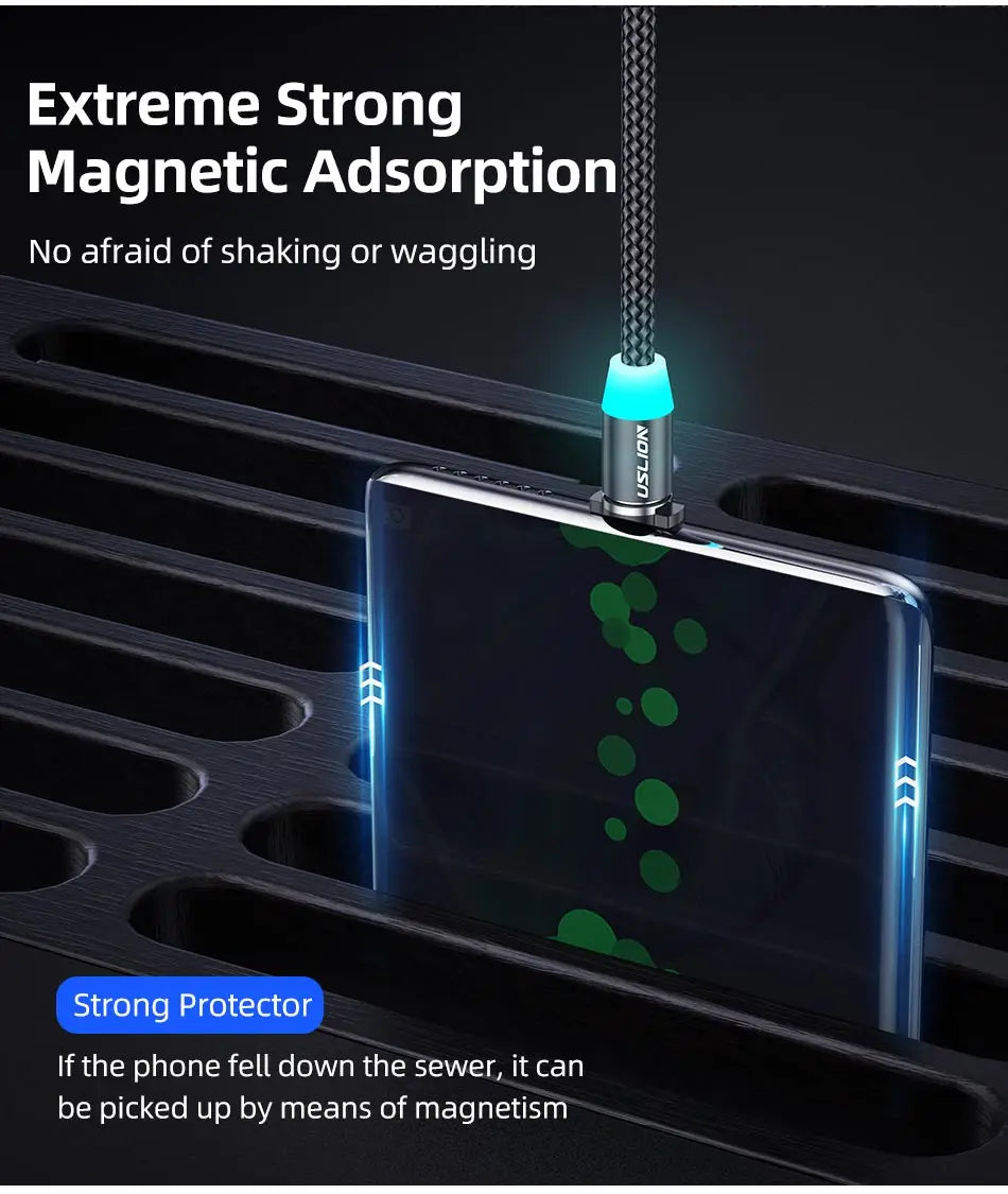 Cable Magnético USB Tipo C Micro USB iPhone Carga Rápida Transferencia Datos LED