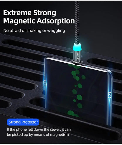 Cable Magnético USB Tipo C Micro USB iPhone Carga Rápida Transferencia Datos LED