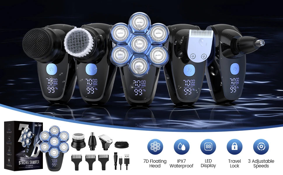 Bald Head Shaver Electric Razor, 5-in-1 Beard Trimmer Kit, Waterproof Mens Shaver