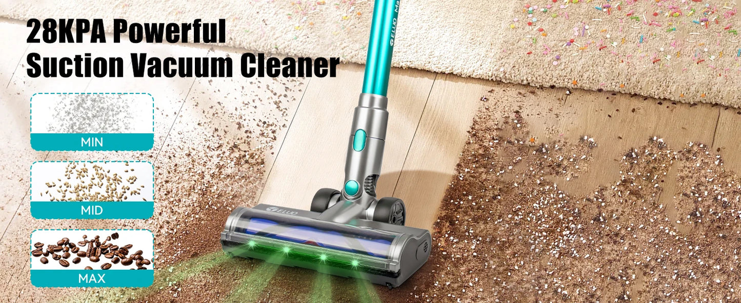 Lightweight E.LUO Cordless Vacuum with Powerful Suction & Dust Sensor - 60 Min Runtime, Perfect for Home, Pets & Auto