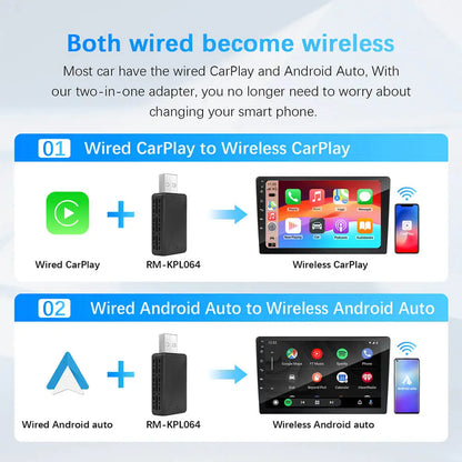 Adaptador Inalámbrico CarPlay y Android Auto Mini AI Box USB Plug and Play para Radio de Automóvil
