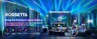 Proyector de Galaxias y Estrellas con Parlante Bluetooth, Ruido Blanco y Efecto Aurora, Color Gris