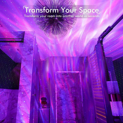 Proyector de Galaxias y Estrellas con Parlante Bluetooth, Ruido Blanco y Efecto Aurora, Color Gris