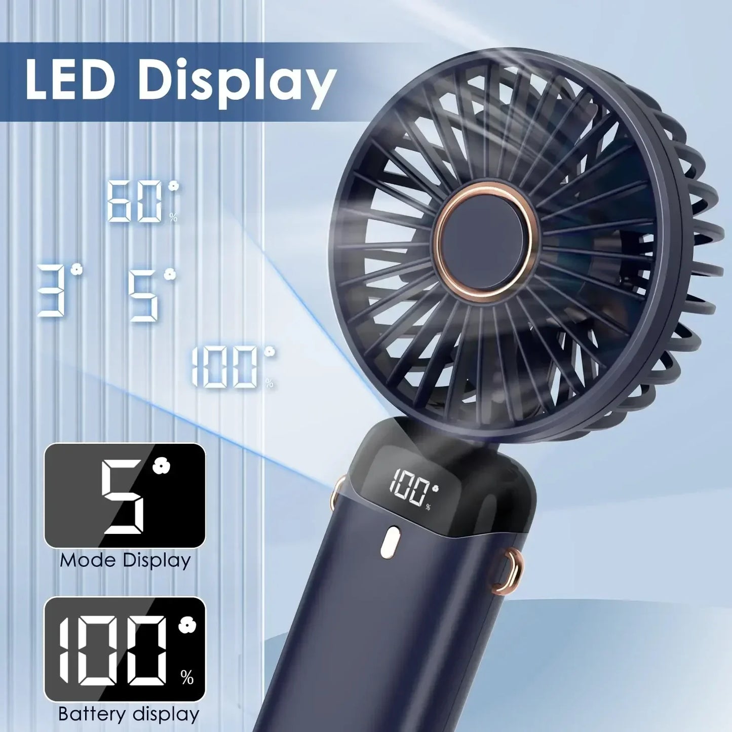 Hands-Free Cooling with Phone Mount: 5000mAh Battery