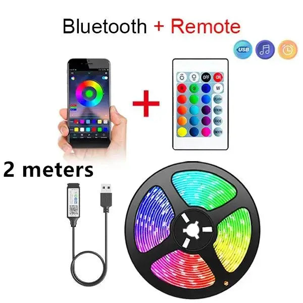 Bluetooth LED Strip Lights: RGB, App Control, 5V USB