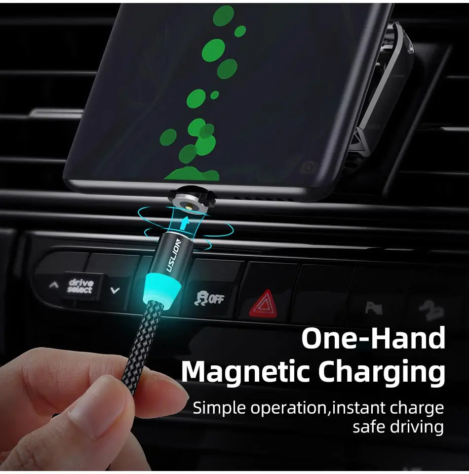 Cable Magnético USB Tipo C Micro USB iPhone Carga Rápida Transferencia Datos LED