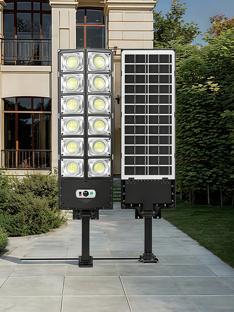 Luz LED Solar Exterior con Sensor de Movimiento, Impermeable, 3 Modos, Control Remoto